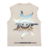 Hip hop tank top american retro skull guitar other printing washed old rock loose vest vest summer sweatshirt