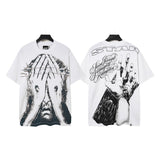 Men's t-shirt short sleeve hot diamond printing g pure cotton hip hop street printing