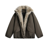 Unisex Down Jacket Winter Fleece Collar