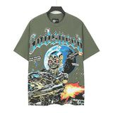 Men's youth t-shirt with rhinestone print, 100% cotton, american retro style