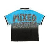 Mixed Emotion T-Shirt polo shirt lapel mesh casual loose short sleeves