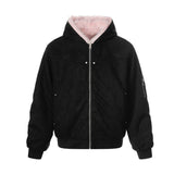Unisex Down Jacket Winter Fleece Collar Double Sided Hooded Jacket