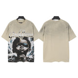 Godspeed t-shirt short-sleeved men's washed cotton printing hot diamond holes street clothing