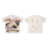 Valley t-shirt men's short-sleeved street printing hot diamond washed cotton