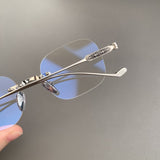 CHH Chrome Hearts Glasses Frameless Punched Retro Square Round Versatile Myopia Glasses Frame