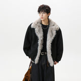 Unisex Down Jacket Winter Fleece Collar Vintage Jacket