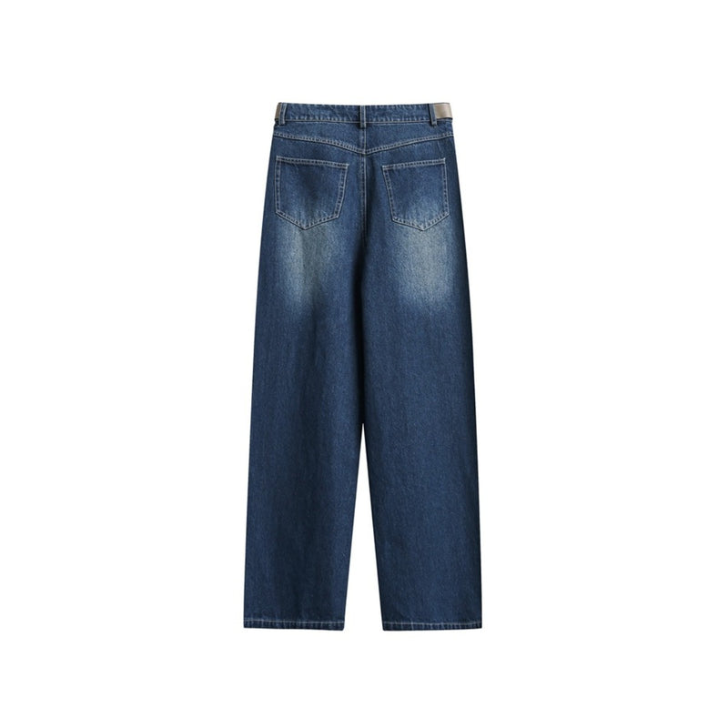 Unisex Jeans Retro Washed Loose Straight Jeans