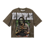 Bkys men's short-sleeve t-shirt - streetwear print, washed, rhinestone detail, 100% cotton