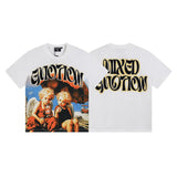 Mixed emotion men's t-shirt - short sleeve, rhinestone print, 100% cotton