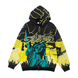 Hip-hop hoodie american street liberty statue of liberty printing terry hooded sweatshirt washed distressed retrolooseoutwear