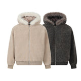Unisex Down Jacket Winter Fur Collar Lamb Fur Jacket