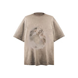 American vintage street T-shirt retro men's loose casual half-sleeved shirt