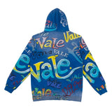 Hip-hop hoodie american style full print washed retro distressed holes dopamine color hoodie zipper hooded sweatshirt outwear
