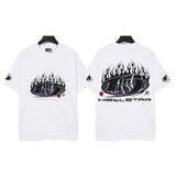 Men's t-shirt short sleeve hot diamond printing g pure cotton hip hop street printing