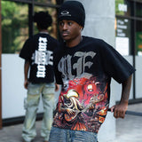 Mixed Emotion T-Shirt Alien Print Diamond Casual Loose Short Sleeve T-Shirt