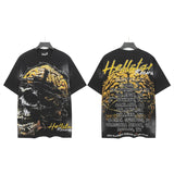 Men's t-shirt, hip-hop print, 100% cotton, printed, washed