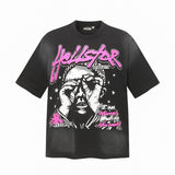 Men's t-shirt, hip-hop print, 100% cotton, printed, washed