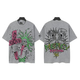 Men's t-shirt, hip-hop print, 100% cotton, printed, washed