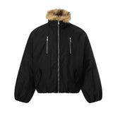 Unisex down jacket men's winter retro fur collar