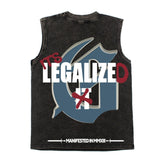 Hip hop tank top american blue sky and white clouds skull planting printing vest vest high street loose sweatshirt