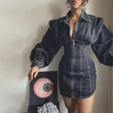 Women Desses Denim Skirt Winter Women Long Sleeve Dress