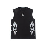 Hip hop tank top american high street hell flame goddess casual sports buttoned vest vest summer sweatshirt