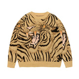 Kapital Sweater Vintage Jacquard Tiger Totem Knitted round Neck Japanese-Style Retro Knitted Pullover Sweater