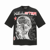 Men's t-shirt, hip-hop print, 100% cotton, printed, washed