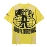Washed and hot-drilled rough play pure cotton t-shirt g direct injection hip hop printing