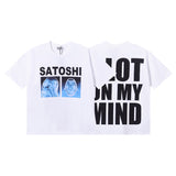 American style satoshi direct print letter graphic 100% cotton t-shirt