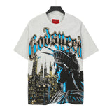 Men's youth t-shirt with rhinestone print, 100% cotton, american retro style