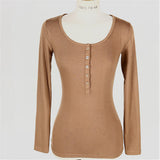 Women Long Sleeve Shirt Autumn and Winter Undershirt round Neck Long Sleeve Women's T-shirt