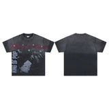 Valley t-shirt men's short-sleeved street printing hot diamond washed cotton