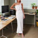 Work Dresses Temperament Elegant One Shoulder Slim Fit Dress