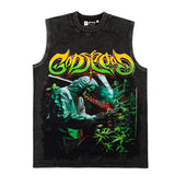 Hip hop tank top american high street biochemical skull letter hip hop street rock vest sweatshirt sleeveless t-shirt