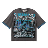 Bkys hot diamond washed pure cotton t-shirt g direct injection street hip hop printing