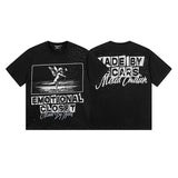 Mixed emotion men's t-shirt - short sleeve, rhinestone print, 100% cotton