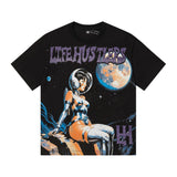 Life hustlere short sleeve t-shirt men's pure cotton street printing