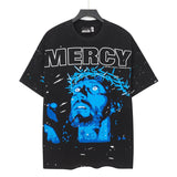 Washed and hot-drilled men's t-shirt short-sleeved g pure cotton hip hop street