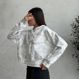 Women Sweatshirt Washed Old Loose Long Sleeve Jacket