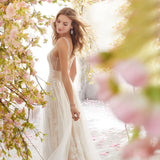 Slutty Wedding Dress Fashionable V-neck Sleeveless Lace Wedding Dress