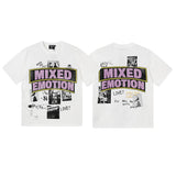 Mixed emotion men's t-shirt - short sleeve, rhinestone print, 100% cotton