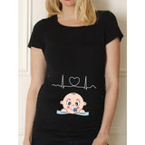 Pregnancy Shirt Maternity Cute Baby Print O-Neck