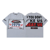Men's short-sleeve t-shirt - washed print with hotfix rhinestones - premium cotton - high quality