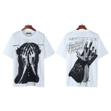 Men's short-sleeve t-shirt - washed print with hotfix rhinestones - premium cotton - high quality