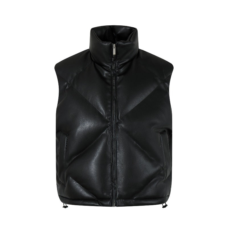Unisex Down Jacket Vintage Cotton Jacket Leather Jacket Vest