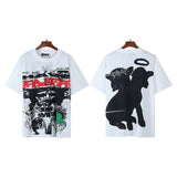 Men's short-sleeve t-shirt - washed print with hotfix rhinestones - premium cotton - high quality