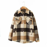 Women T-Shirt Autumn and Winter Women's Loose Printed Checks Long Sleeve