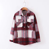Women T-Shirt Autumn and Winter Women's Loose Printed Checks Long Sleeve