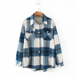 Women T-Shirt Autumn and Winter Women's Loose Printed Checks Long Sleeve